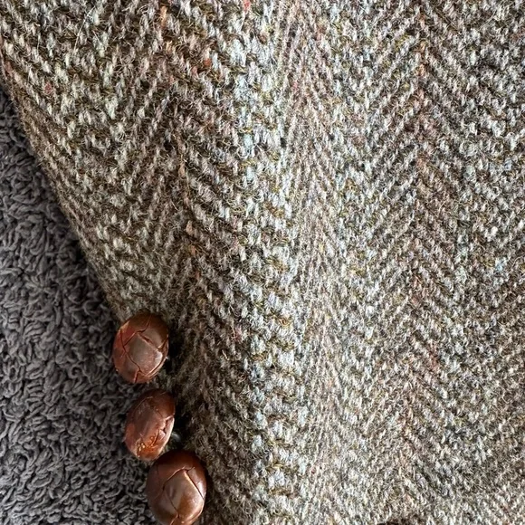 VTG Harris Tweed Brown Wool Blazer Jacket Pure Scottish Wool Men Sz 44 London - Picture 2 of 12